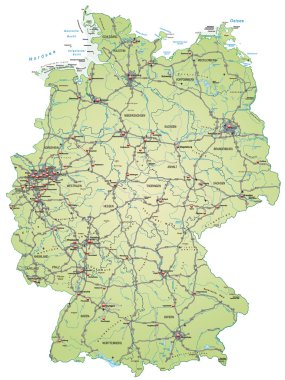 Map of Germany with highways clipart