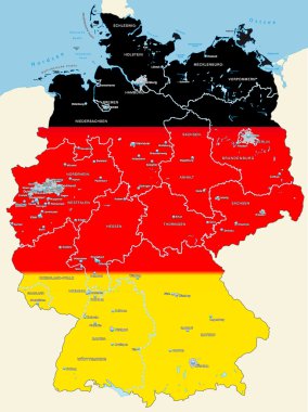 Germany map in black, red, gold clipart