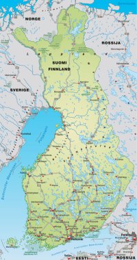 Map of Finland with neighboring countries clipart