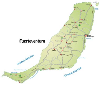 Map of Fuerteventura with highways clipart