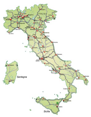 İtalya Haritası Karayolları ile