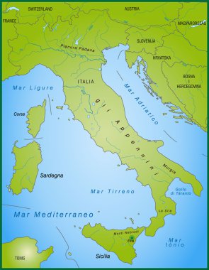 Map of Italy as an overview clipart