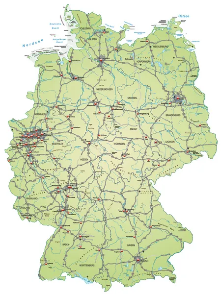 Mapa Německa s dálnice — Stockový vektor