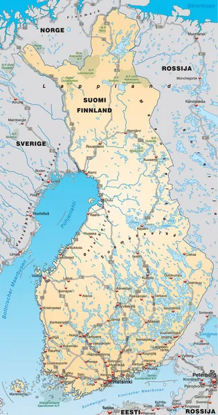 近隣諸国とフィンランドの地図 — ストックベクタ