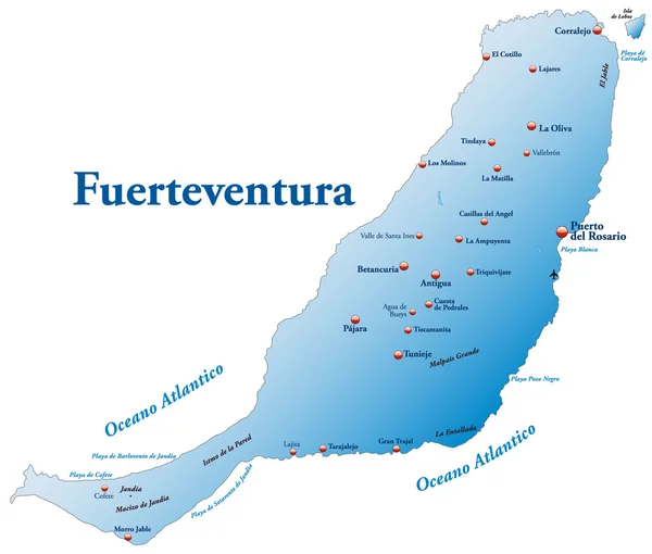 フェルテベントゥラ島の地図 — ストックベクタ