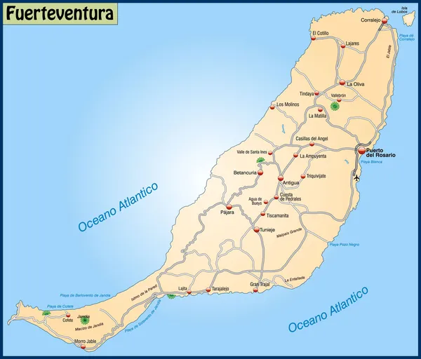 富埃特文图拉的地图 — 图库矢量图片