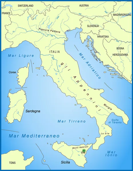 La mappa di Italia — Vettoriale Stock