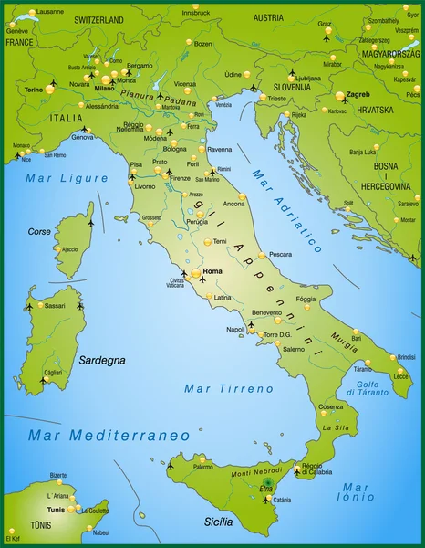 Mapa Włoch — Wektor stockowy
