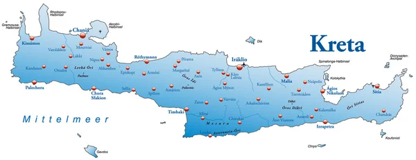Kaart van Kreta — Stockvector