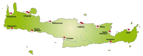 クレタ島の地図 — ストックベクタ