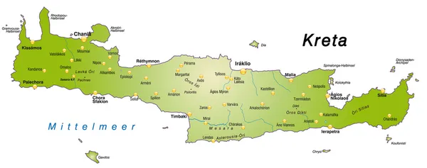 クレタ島の地図 — ストックベクタ