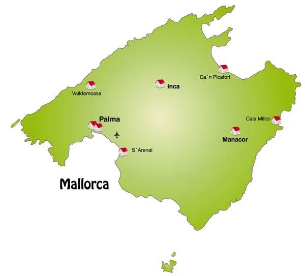 Mapa online de Mallorca — Archivo Imágenes Vectoriales