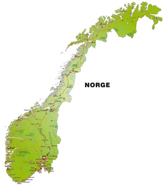 ノルウェー地図 — ストックベクタ