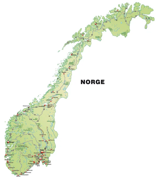 Mapa Norska — Stockový vektor
