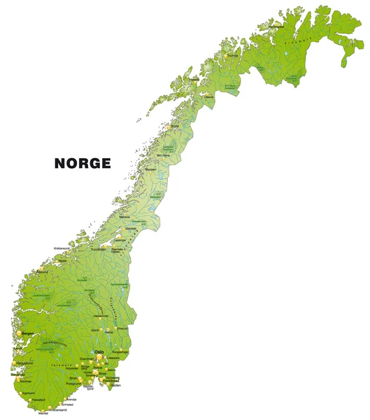 Karta över Norge — Stock vektor