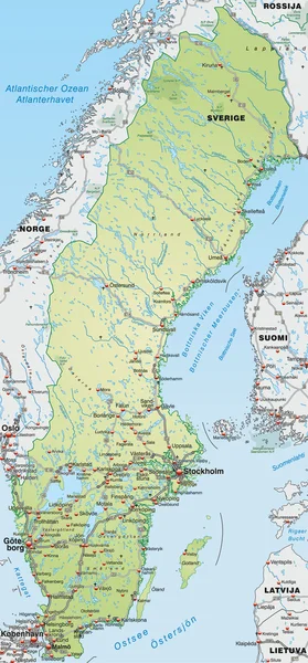Mapa online de Suecia — Vector de stock