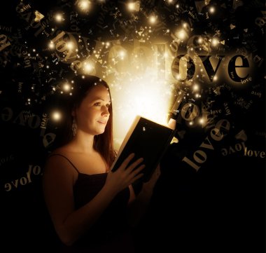 Love glowing out of a book clipart