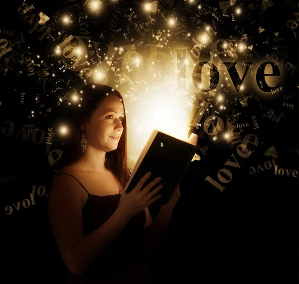 Love glowing out of a book — Stock Photo, Image