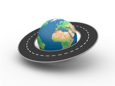 Globe with road around it clipart