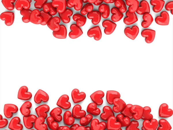 Sfondo di San Valentino con cuori rossi isolati su sfondo bianco — Foto Stock