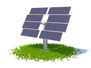 Solar panel standing on a grass forming circle clipart