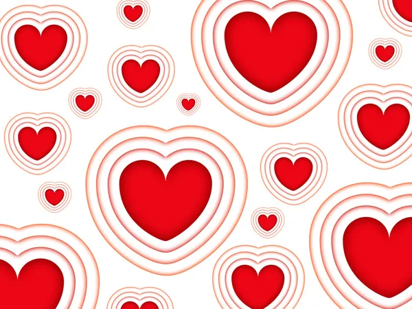 Valentine fundo com corações vermelhos isolados em um fundo branco — Fotografia de Stock