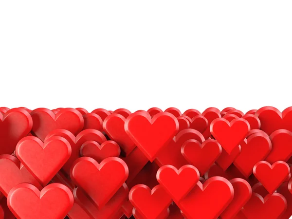 Fond de Saint-Valentin avec des cœurs rouges isolés sur un fond blanc — Photo