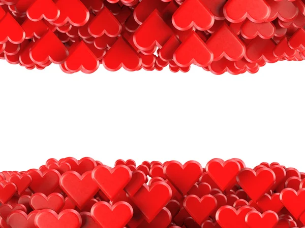 Фон Валентина с красными сердцами изолированы на белом фоне — стоковое фото