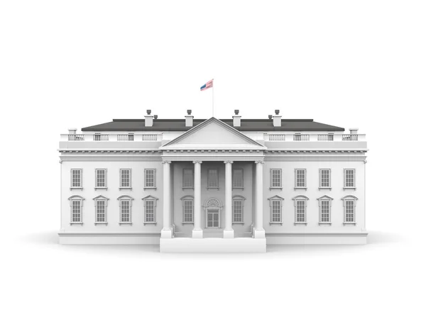 Vita huset återges illustration isolerade på en vit bakgrund. Stockbild