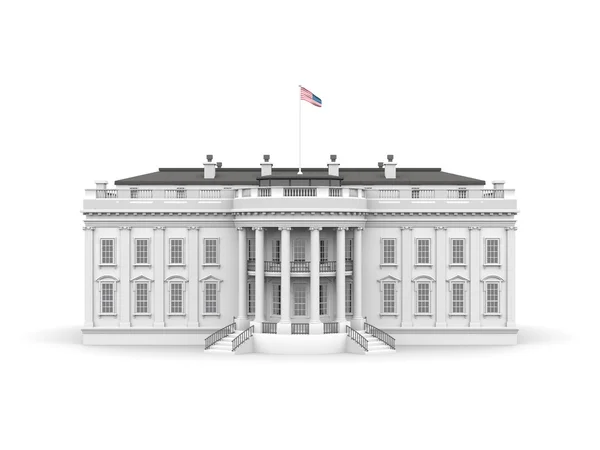 Bílý dům vykreslen ilustrace izolované na bílém pozadí. Stock Snímky