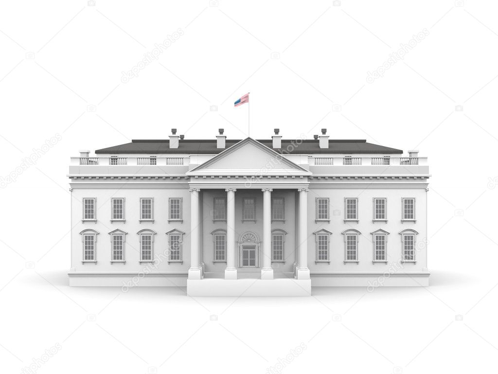 White house rendered illustration isolated on a white background.