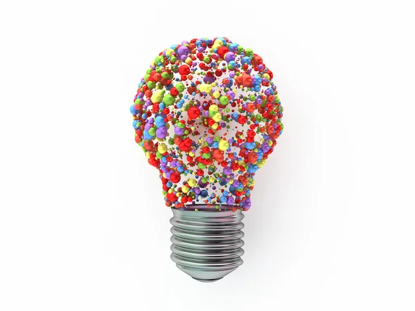 stock image Bulb shape made from colored spheres