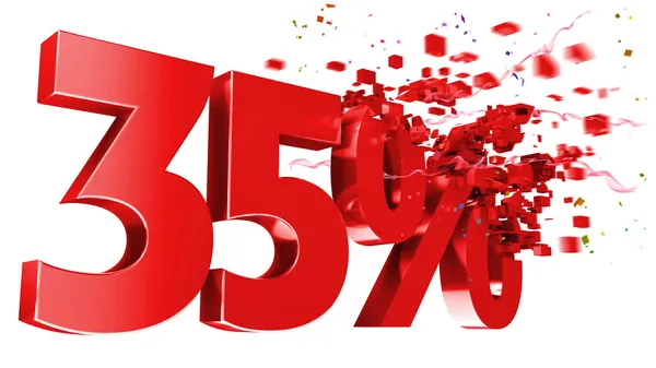 Explosive 35 percent off on white background — Stock Photo, Image