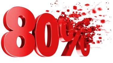 Explosive 80 percent off on white background clipart