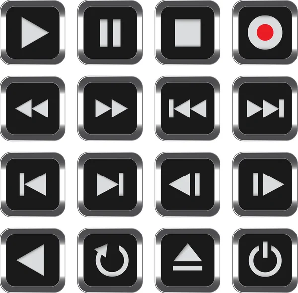 Set icona di controllo multimediale — Vettoriale Stock
