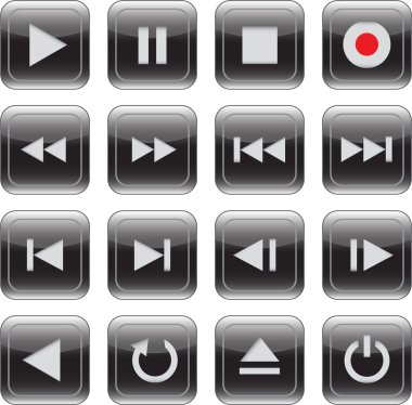 Multimedia control glossy icon set clipart