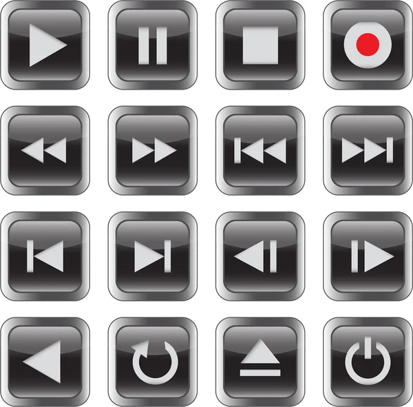 Jeu d'icônes de contrôle multimédia — Image vectorielle