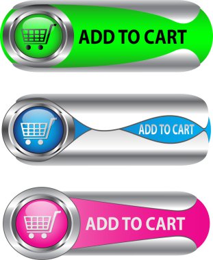 Metallic Add To Cart button/icon set clipart
