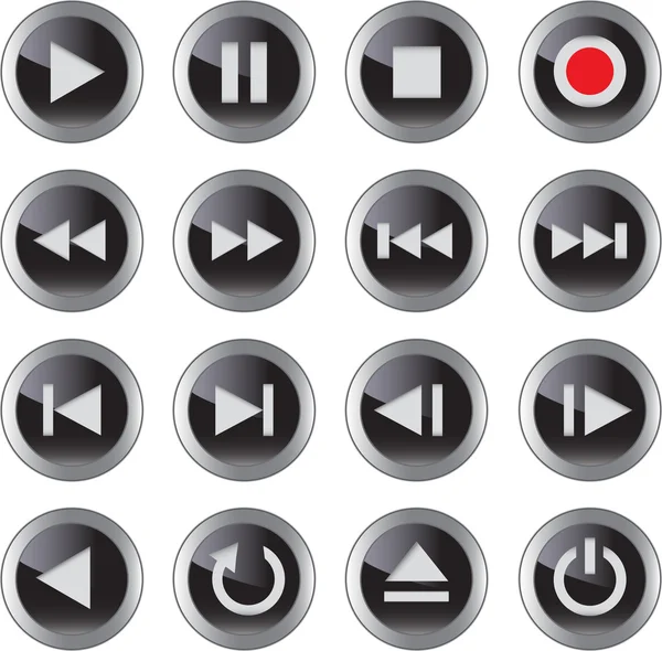 Набір мультимедійних іконки/кнопки — стоковий вектор