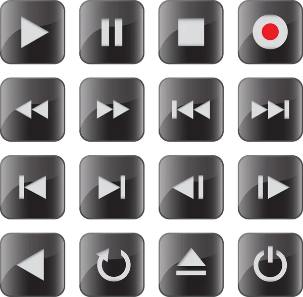 Multimedia Control Icon / Taste gesetzt — Stockvektor