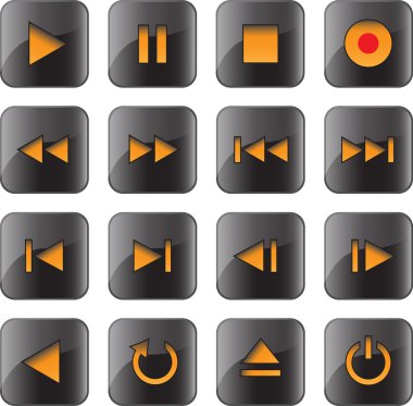 Multimedia control glossy icon set clipart