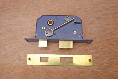 Mortice lock and key. clipart