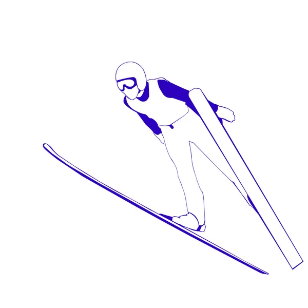 Saltador de esqui no ar — Vetor de Stock