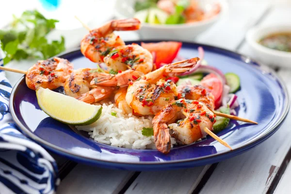 stock image Prawn skewers