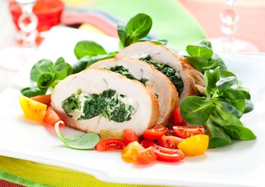 Turkey stuffed with spinach clipart