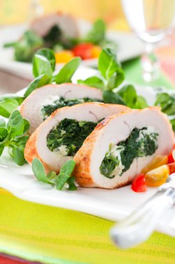Turkey stuffed with spinach clipart
