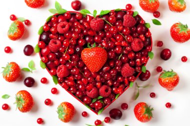 Red berries for in heart-shaped box clipart