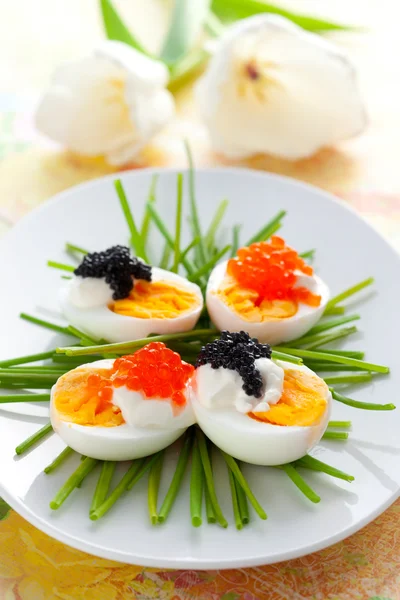 Ovos com caviar — Fotografia de Stock