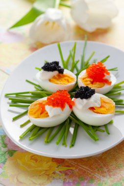 Eggs with caviar clipart