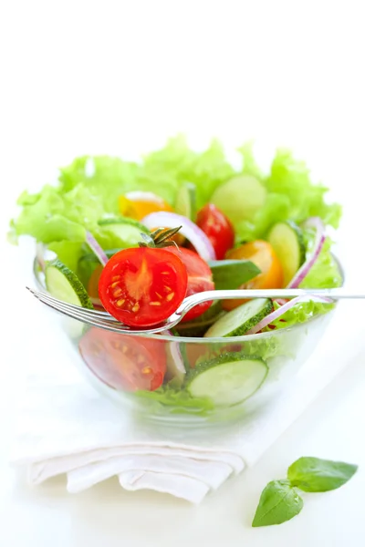 Sałatka pomidorowa i ogórkowa — Zdjęcie stockowe
